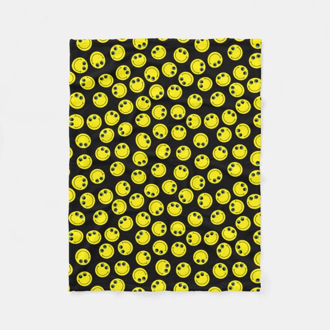 Yellow Emoji Faces Fleece Blanket (Front)