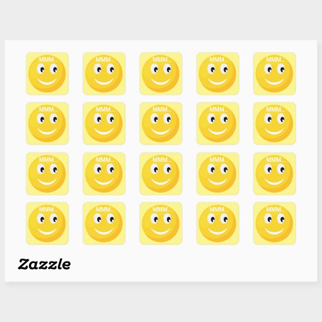 yellow emoji happy face square sticker (Sheet)