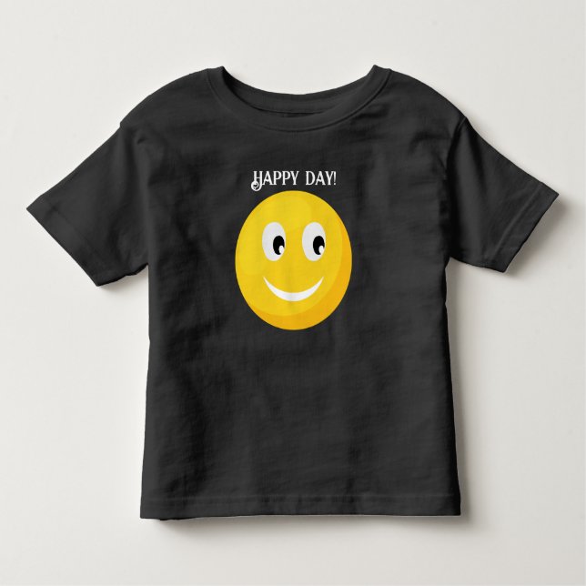 yellow emoji happy face toddler t-shirt (Front)