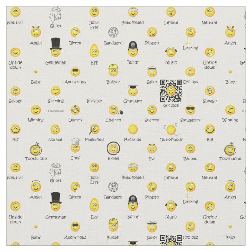 Yellow Emoticons Fabric