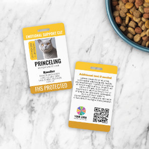 Yellow Emotional Support Cat ID Badge
