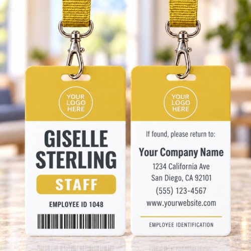 Yellow Employee Business Logo Name Badge