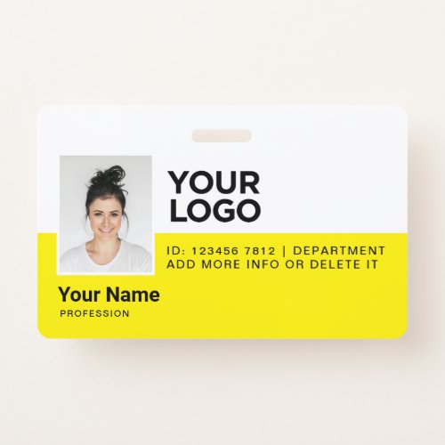 Yellow Employee Modern Photo ID Security Badge