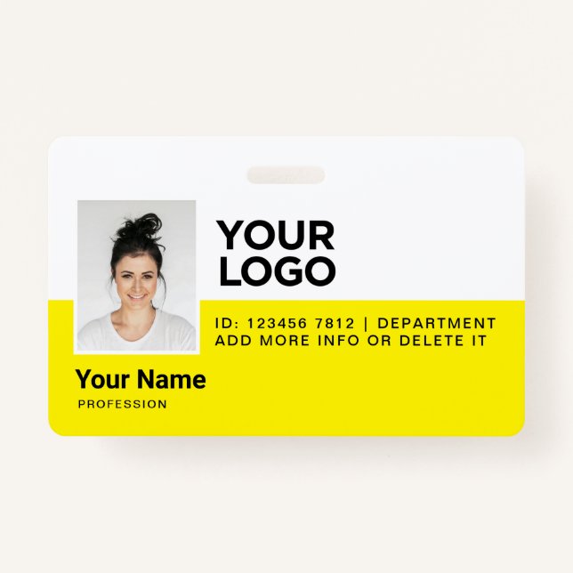 Yellow Employee Modern Photo ID Security Badge (Front)