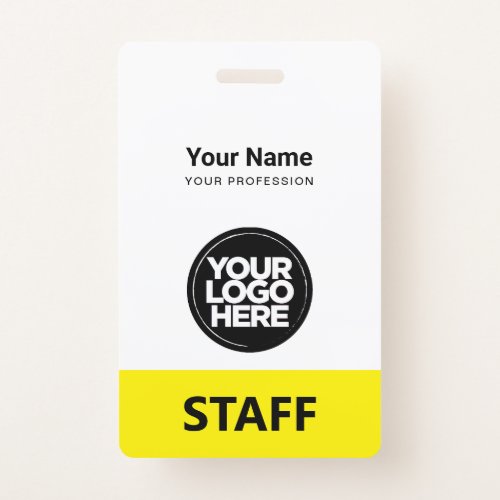 yellow Employee Name Business Logo Qr Code Badge