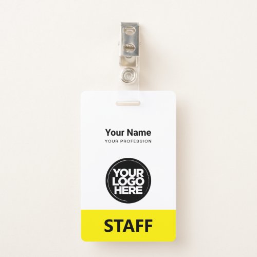 Yellow Employee Name Business Logo Staff Tag Badge