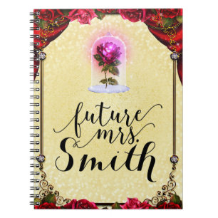 Yellow Enchanted Storybook Red Rose Future Mrs. Notebook