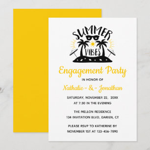 Yellow Engagement Party Tropical Summer Vibes Invitation