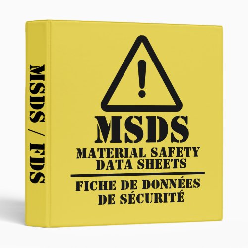 Yellow English and French MSDS  FDS Binder