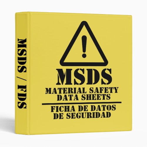 Yellow English and Spanish MSDS  FDS 3 Ring Binder