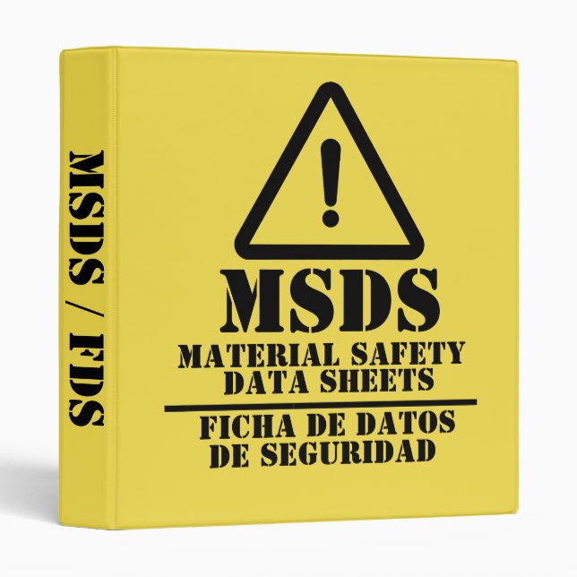 Yellow English and Spanish MSDS / FDS 3 Ring Binder (Front/Spine)