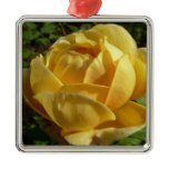 Yellow English Rose Metal Ornament