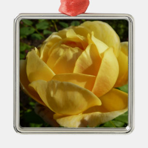 Yellow English Rose Metal Ornament