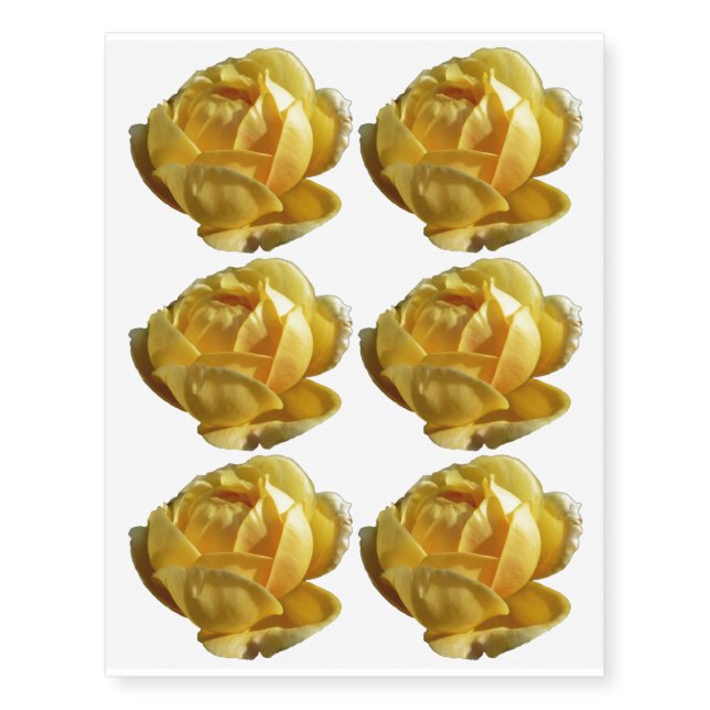 Yellow English Rose Temporary Tattoos (Front)