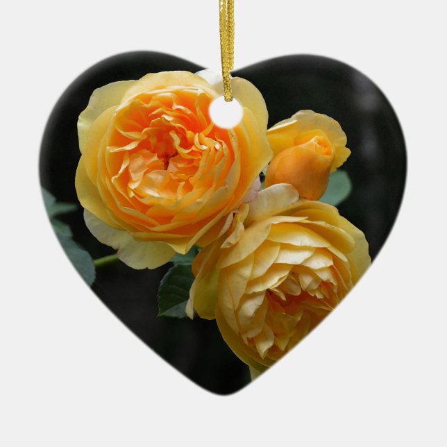 Yellow English Roses Ceramic Ornament (Front)
