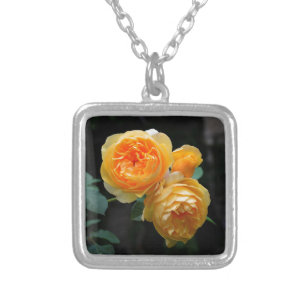 Yellow English Roses Silver Plated Necklace