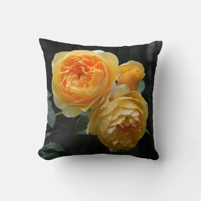 Yellow English Roses Throw Pillow (Front)