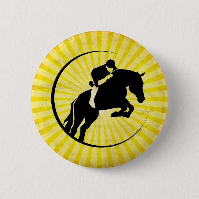 Yellow Equestrian Pinback Button (Front)