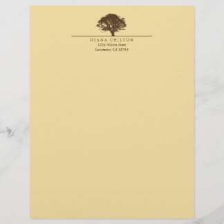 Yellow eternal oak tree elegant custom autumn letterhead