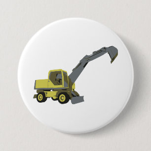 Yellow Excavator Construction Machinery Button