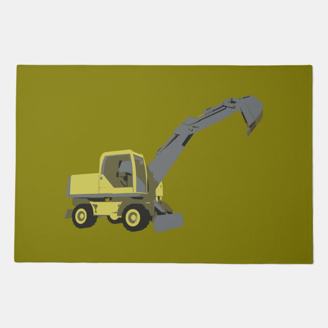 Yellow Excavator Construction Machinery Doormat (Front)