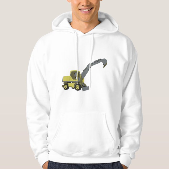 Yellow Excavator Construction Machinery Hoodie (Front)