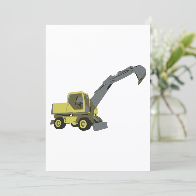 Yellow Excavator Construction Machinery Invitation (Creator Uploaded)