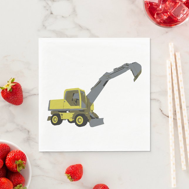 Yellow Excavator Construction Machinery Napkins (Creator Uploaded)