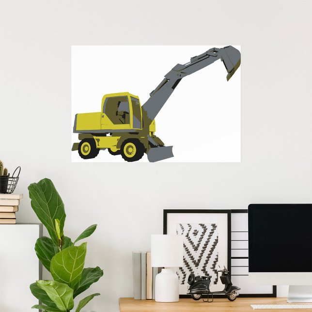 Yellow Excavator Construction Machinery Poster (Creator Uploaded)