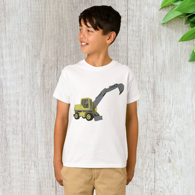 Yellow Excavator Construction Machinery T-Shirt (Creator Uploaded)