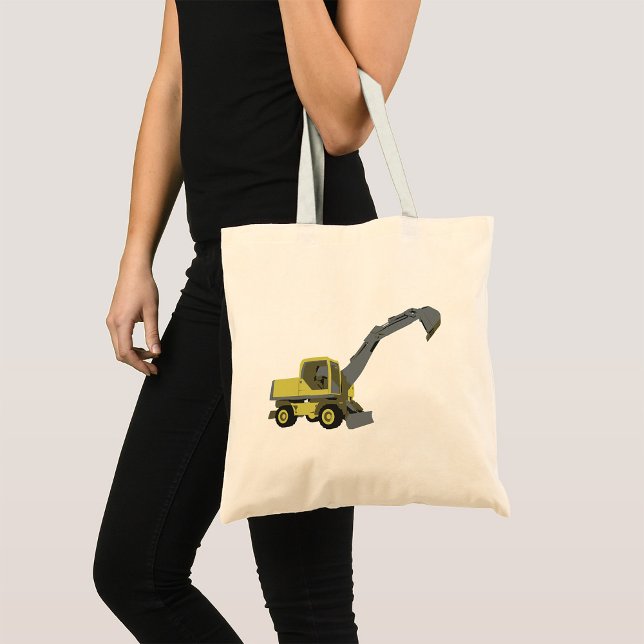 Yellow Excavator Construction Machinery Tote Bag (Creator Uploaded)