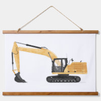 Yellow Excavator Contruction Kids Room Decor