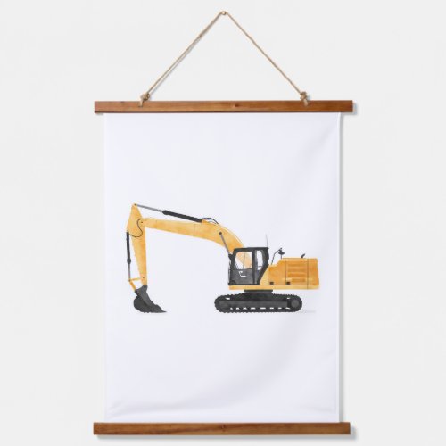 Yellow Excavator Contruction Kids Room Decor Hanging Tapestry