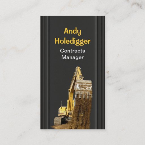 Customizable Yellow excavator business card