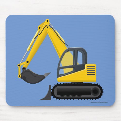 Yellow Excavator Heavy Machine for Kids Mouse Pad