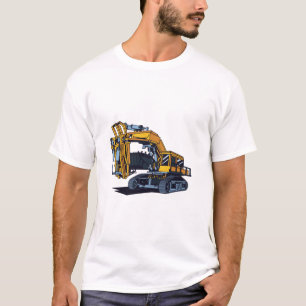 Yellow Excavator Machinery Design T-Shirt