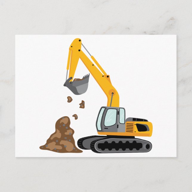 Yellow Excavator Postcard (Front)