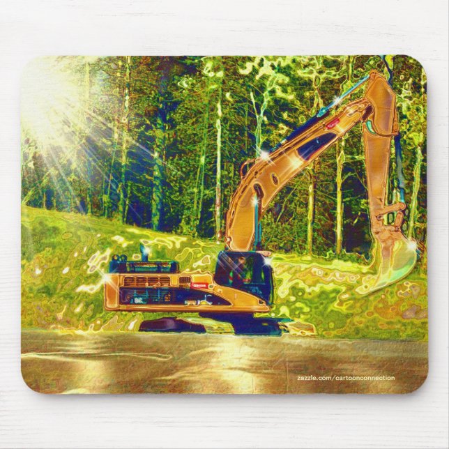 Yellow Excavator Power Shovel Art Mousepad (Front)