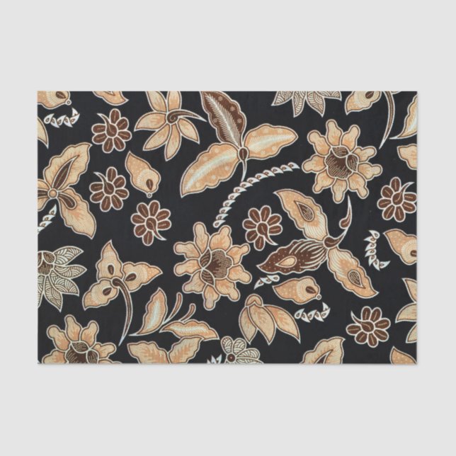 Yellow Exotic Floral Embroidery Decoupage Tissue Paper (Front)