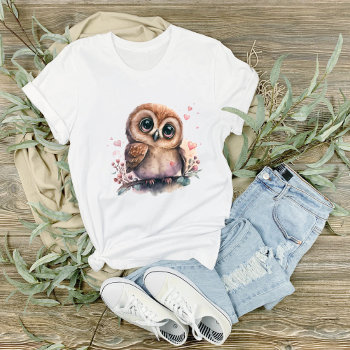 Yellow Eyed  Big Eyed Owl In Branch Graphic  T-shirt by PaintedDreamsDesigns at Zazzle