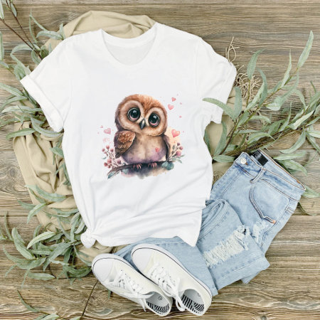 Yellow Eyed, Big Eyed Owl In Branch Graphic  T-shirt