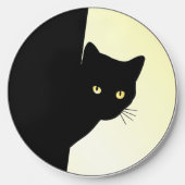 Yellow Eyed Black Cat Wireless Charger (Front)
