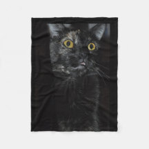 Yellow Eyes Cat Fleece Blanket