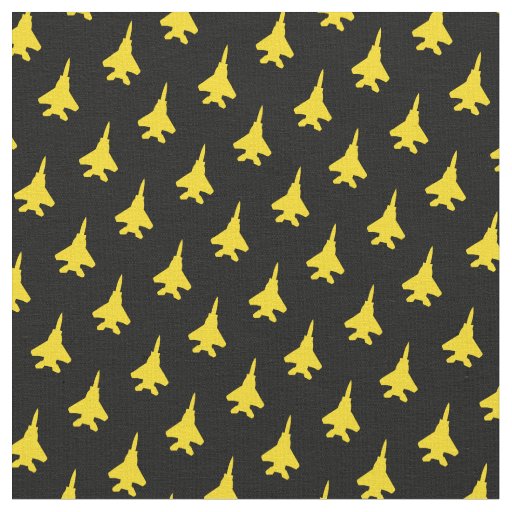 Yellow F-15 on Black 1 Inch Pattern Fabric