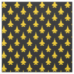 Yellow F-35 Lightning Fighter Jet Pattern on Black Fabric