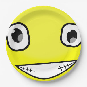 Yellow Face Laugh Emoticon Birthday Party Paper Plates