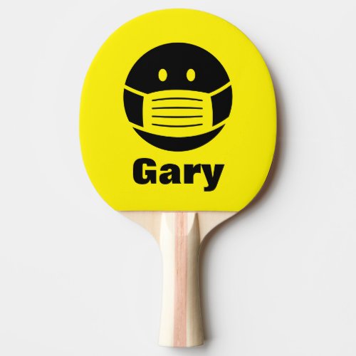 Yellow face mask smily emoji icon table tennis ping pong paddle