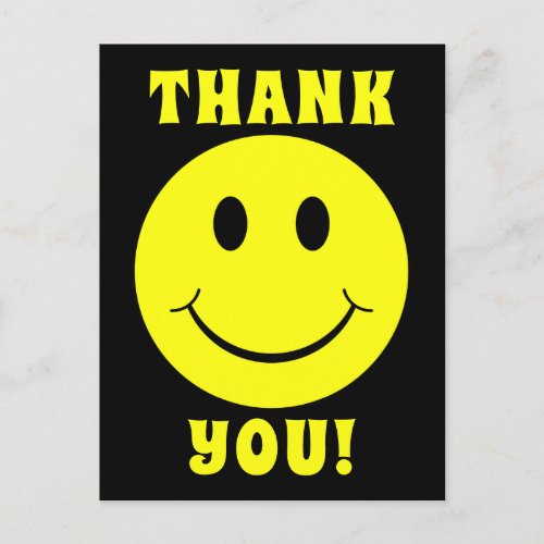 Yellow Face Smile Thank You Postcard