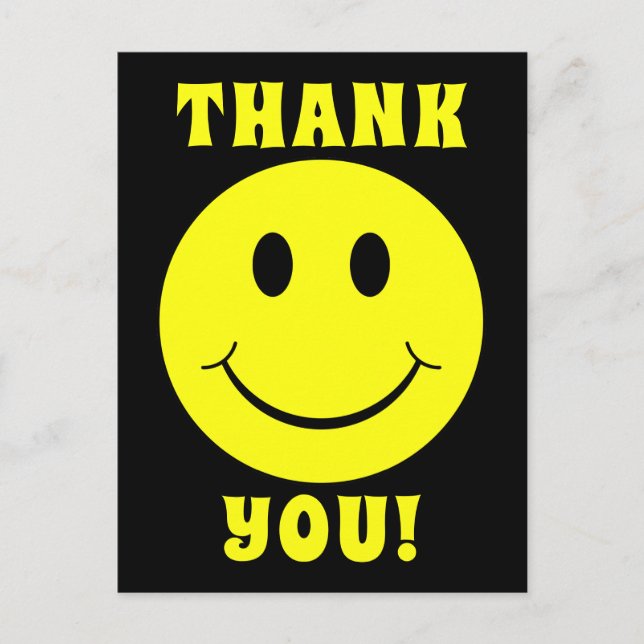 Yellow Face Smile Thank You Postcard (Front)