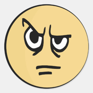 Yellow face that is aggravated. classic round sticker